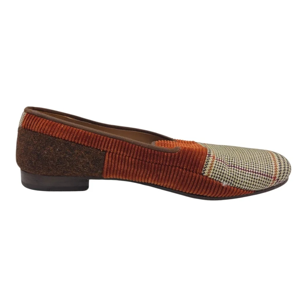 RARE Stubbs & Wootton Mismatched Patchwork Smoking Loafers 11 Brown Houndstooth